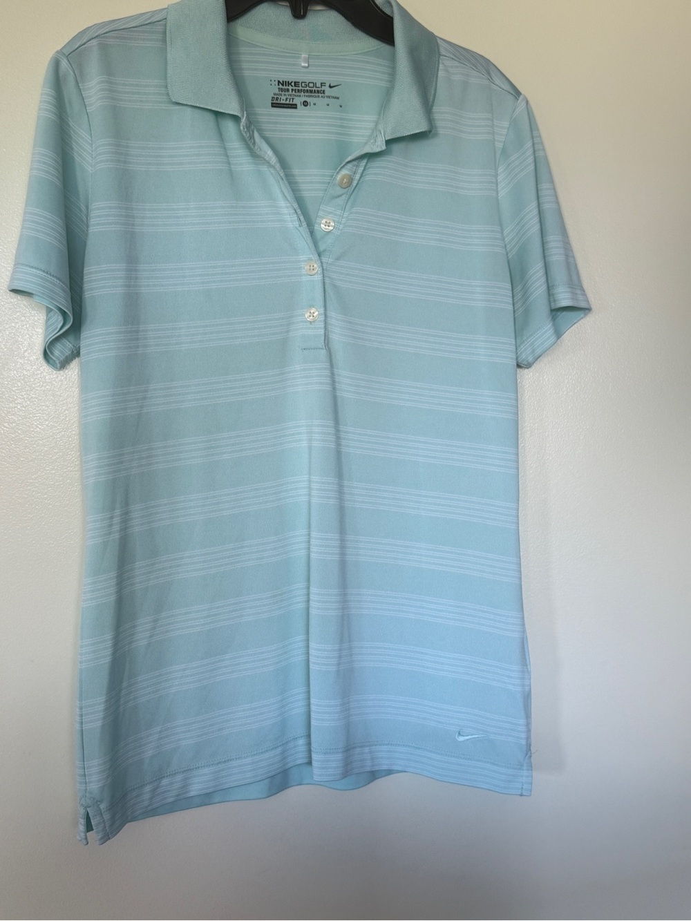 Nike Womens’s Light Teal Blue Striped Polo Shirt